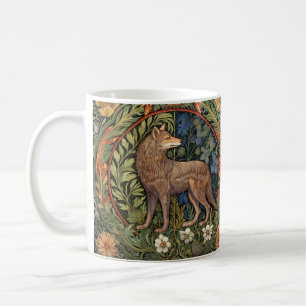 Wolf in the forest art nouveau coffee mug