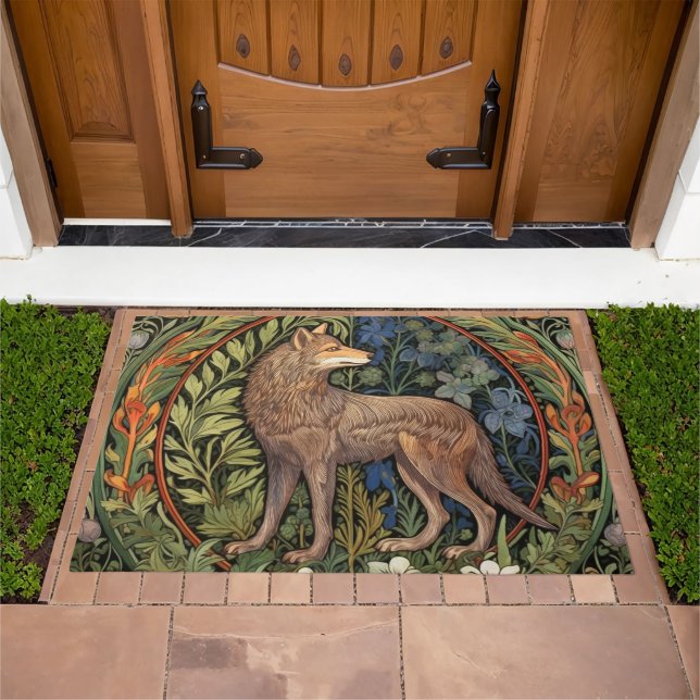 Wolf in the forest art nouveau doormat (Outdoor)