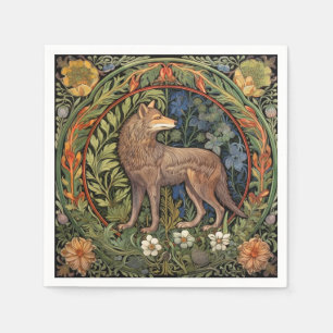 Wolf in the forest art nouveau napkins