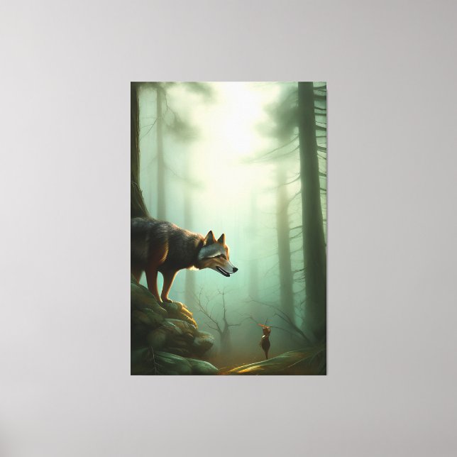 wolf in the forest canvas print (Front)