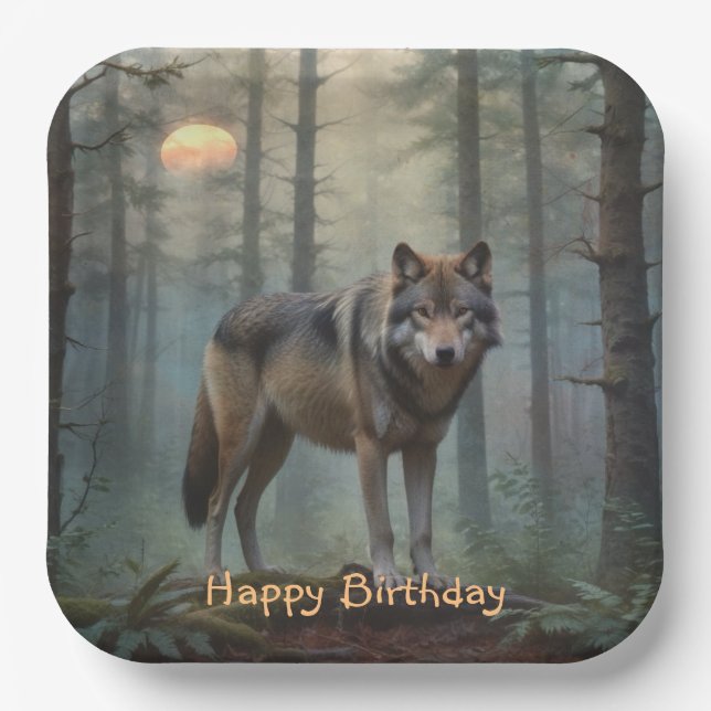 Wolf in the Forest Paper Plates (Front)