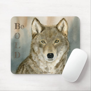Wolf in the Mist Watercolor Mouse Pad
