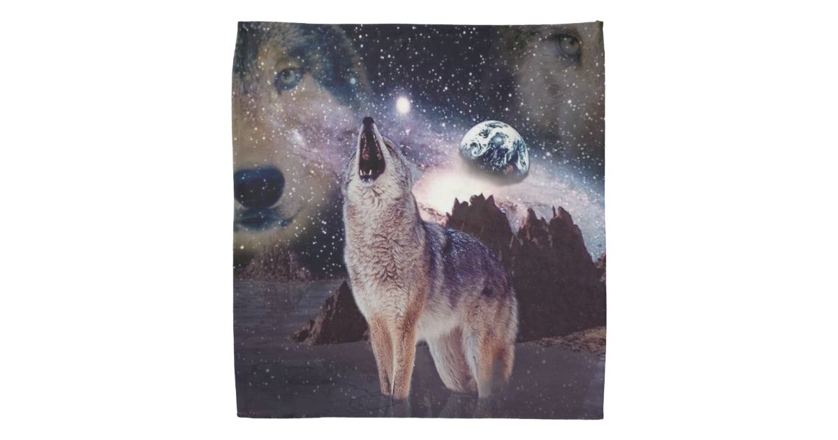 Wolf In The Moon Howling At The Earth Bandana Zazzle Com