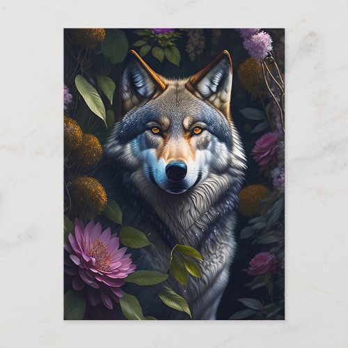 wolf in the night postcard