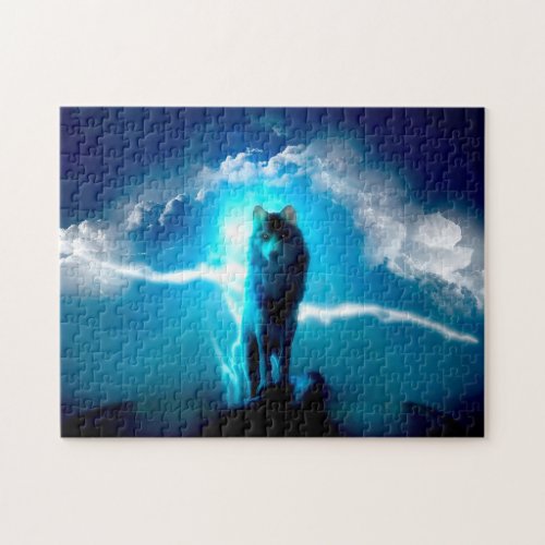 Wolf in the thunderstorm jigsaw puzzle