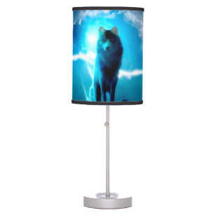 Wolf in the thunderstorm table lamp