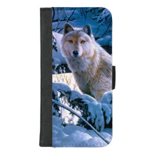Wolf in the winter forest painting iPhone 8/7 plus wallet case