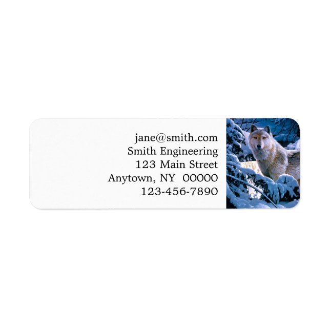 Wolf in the winter forest painting label (Front)