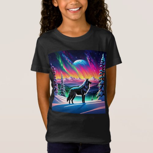 Wolf in the Winter Snow T_Shirt