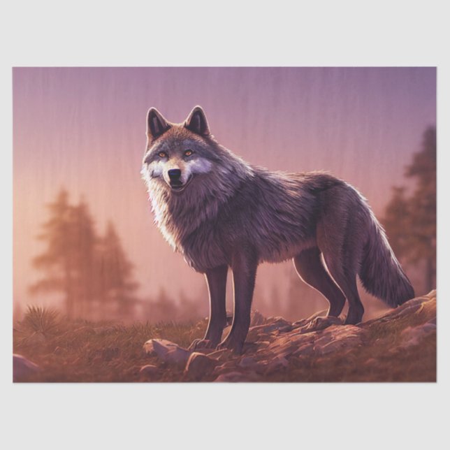 Wolf in Wilderness Decoupage Tissue Paper (Front)