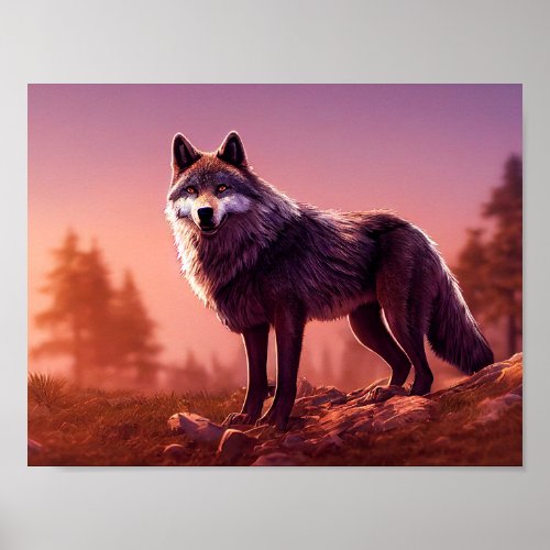 Wolf in Wilderness Decoupage Tissue Paper Poster