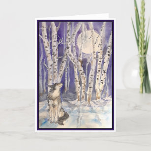 Wolf in Winter Blank Greeting Card