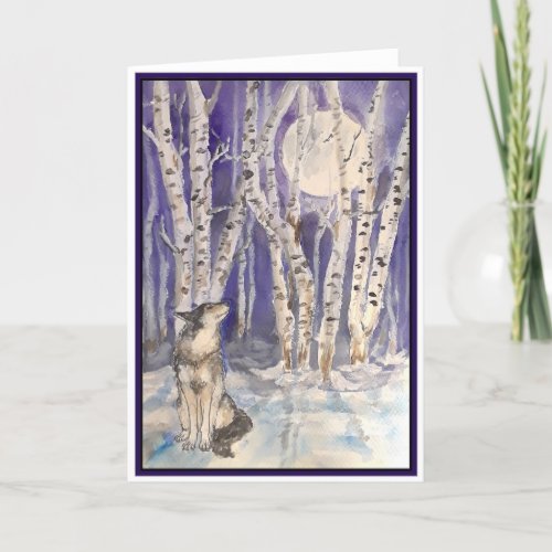 Wolf in Winter Blank Greeting Card