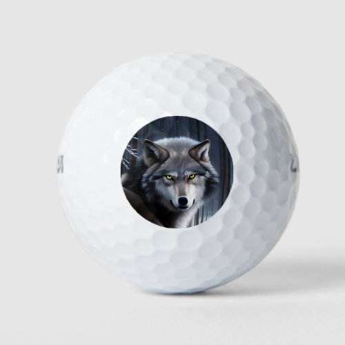Wolf In Winter Forest Golf Balls