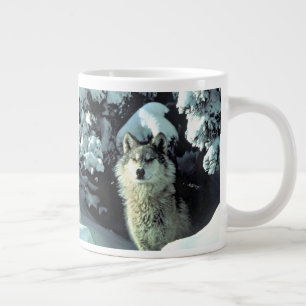 Wolf In Winter Forest Strength Giant Coffee Mug
