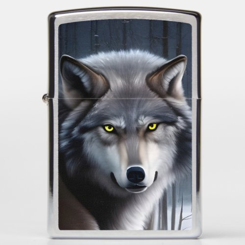 Wolf In Winter Forest Zippo Lighter