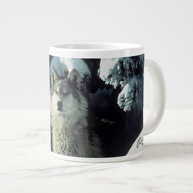 Wolf in Winter Giant Coffee Mug (Front Right)
