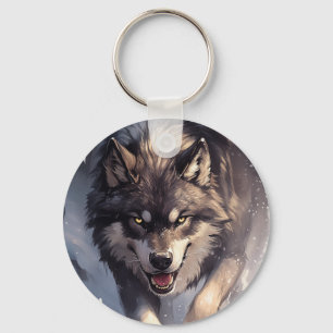 Wolf in winter keychain