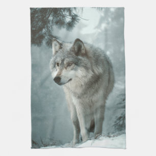 Wolf in Winter Kitchen Towel