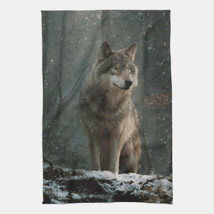 Wolf in Winter Kitchen Towel