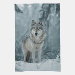 Wolf in Winter Kitchen Towel
