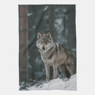 Wolf in Winter Kitchen Towel