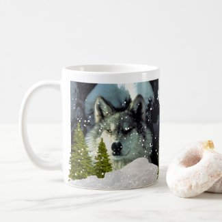 Wolf in Winter Snow Wildlife Lover Coffee