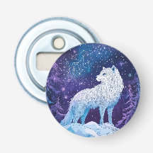 "Wolf in Winter under a Starry Night Sky"
