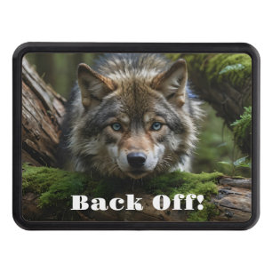 Wolf In woods -Back Off  Hitch Cover