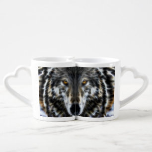 Wolf Inspirational design Portrait Coffee Mug Set