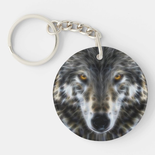 Wolf Inspirational design Portrait Keychain (Front)