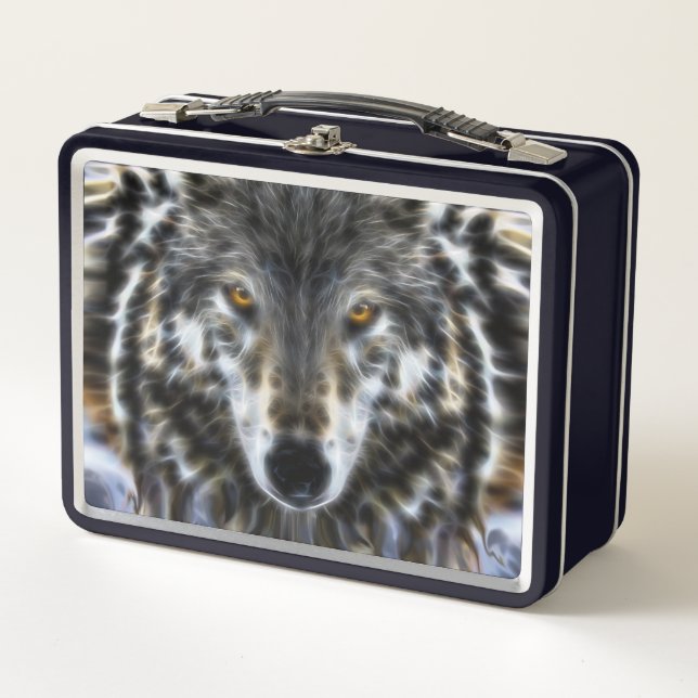 Wolf Inspirational design Portrait Metal Lunch Box (Front)