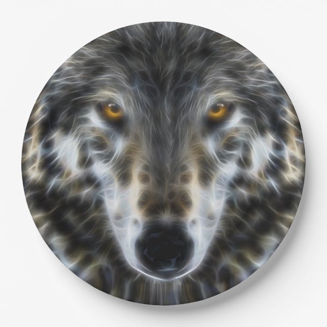 Wolf Inspirational design Portrait Paper Plates (Front)
