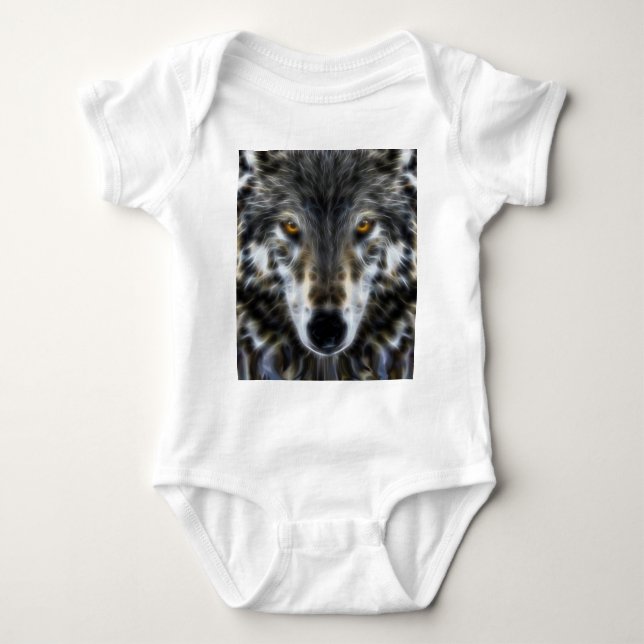 Wolf Inspirational graphic Portrait Baby Bodysuit (Front)