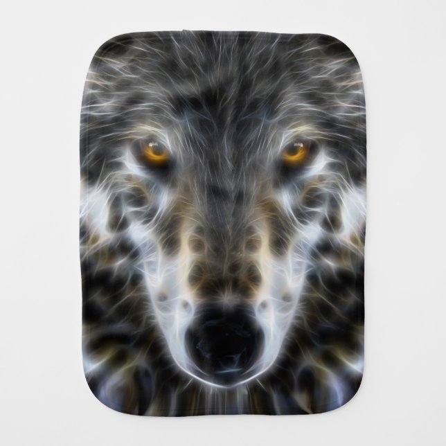 Wolf Inspirational graphic Portrait Baby Burp Cloth (Front)