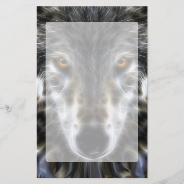 Wolf Inspirational graphic Portrait Stationery (Front)