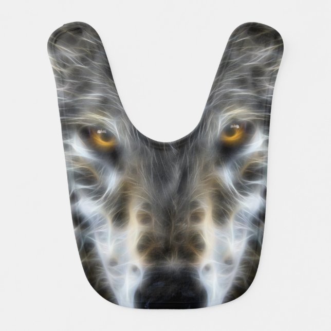 Wolf Inspirational intense Portrait Baby Bib (Front)