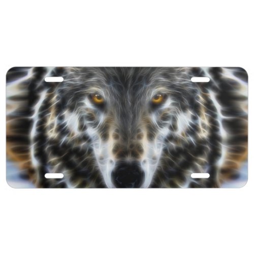 Wolf Inspirational intense Portrait License Plate