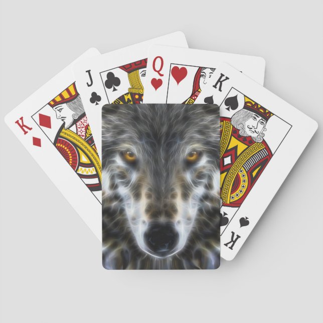 Wolf Inspirational intense Portrait Poker Cards (Back)