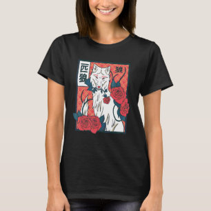 Wolf Japanese Rose Japan Flower Graphic T-Shirt