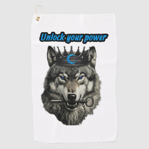 wolf king unlock your power golf towel