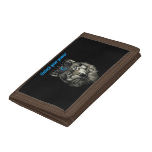 wolf king unlock your power tri-fold wallet