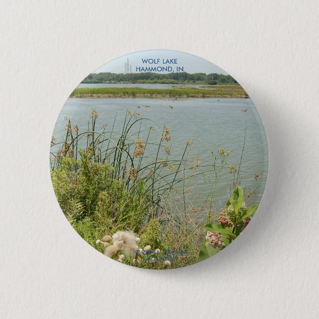 WOLF LAKE, HAMMOND, IN PINBACK BUTTON (Front)