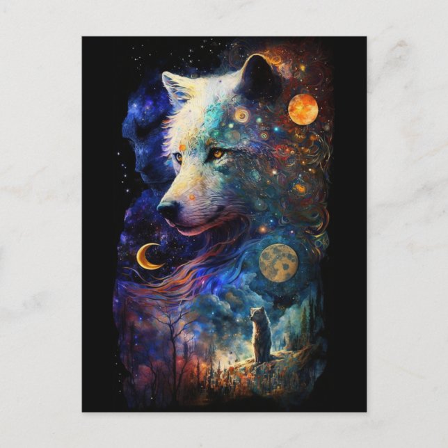 Wolf Landscape Surreal Fantasy Postcard (Front)