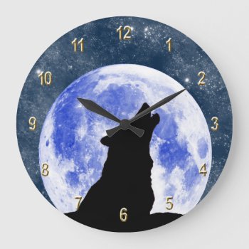 Wolf Large Clock by arklights at Zazzle