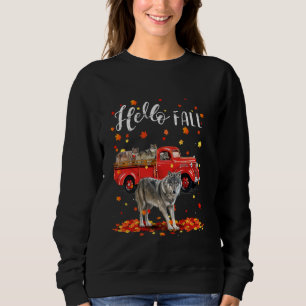 Wolf Leaf Autumn Happy Fall Y'all Red Truck Sweatshirt