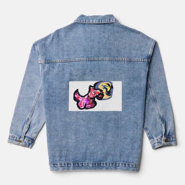 Wolf light moon  denim jacket (Back)