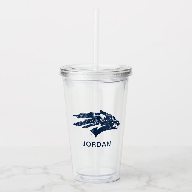 Wolf Logo Distressed Acrylic Tumbler (Front)