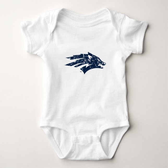 Wolf Logo Distressed Baby Bodysuit (Front)