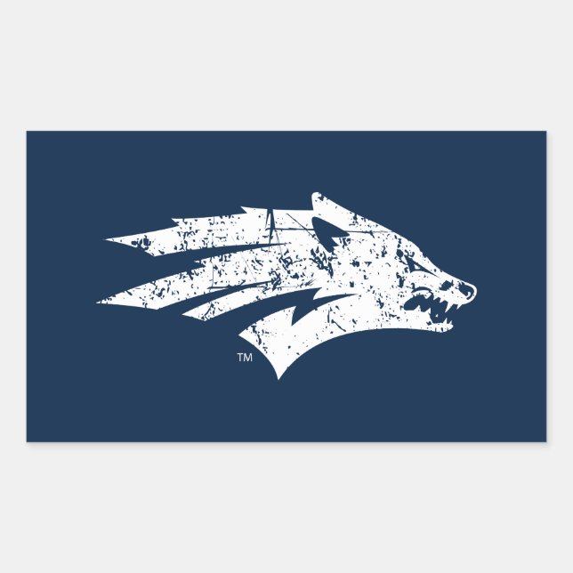 Wolf Logo Distressed Rectangular Sticker (Front)